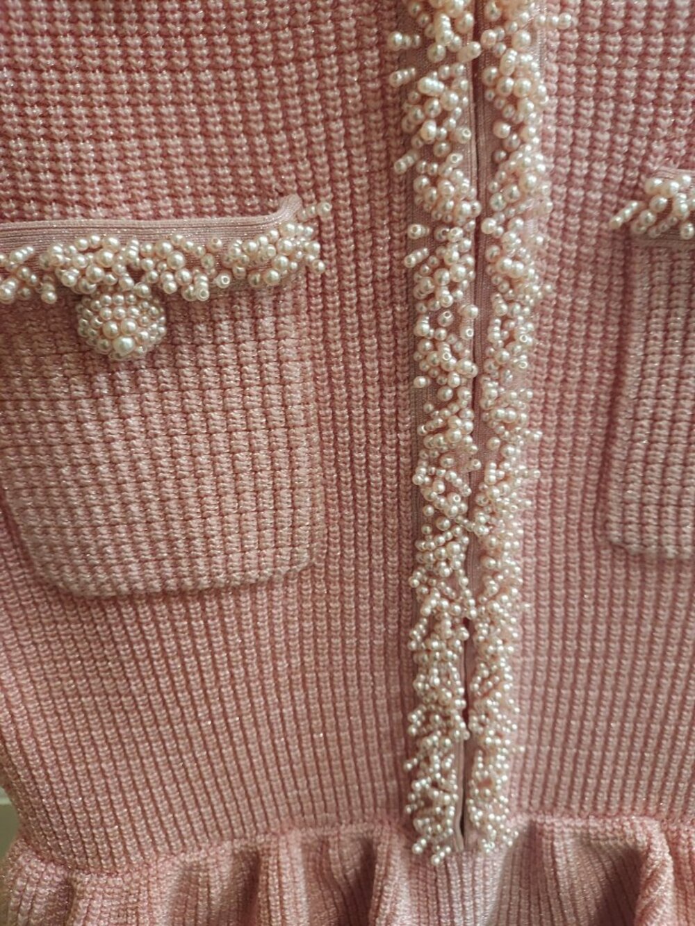 SELF-PORTRAIT Pink Peplum Knit Midi Dress - Picture 5 of 10